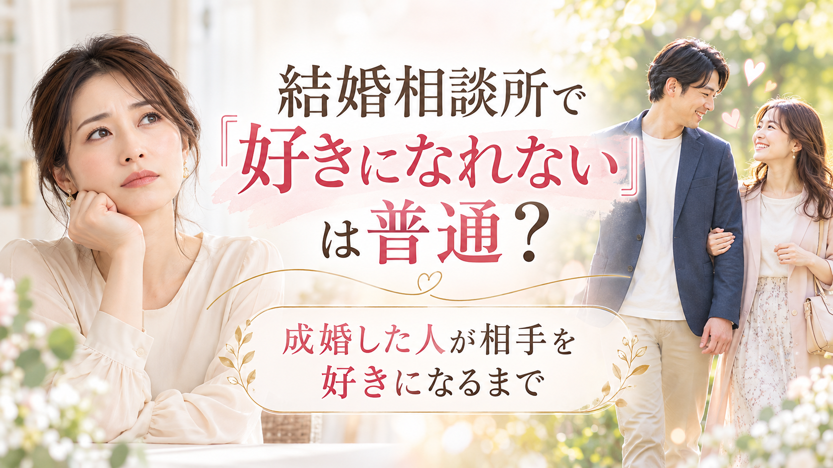 結婚相談所で「好きになれない」は普通？成婚した人が相手を好きになるまで